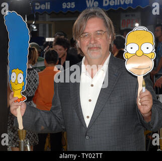 Matt Groening, der Schöpfer der TV-Serie "Die Simpsons" mit der Premiere der animierte motion picture Komödie "Die Simpsons - Der Film" in die "Westwood" in Los Angeles am 24. Juli 2007 eintrifft. (UPI Foto/Jim Ruymen) Stockfoto