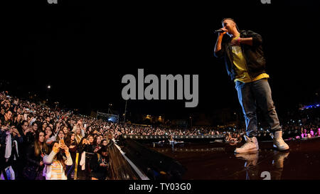 BARCELONA - 18. Mai: Beret (Band) im Konzert an Primavera Pop Festival durchführen am 18. Mai 2019 in Barcelona, Spanien. Stockfoto