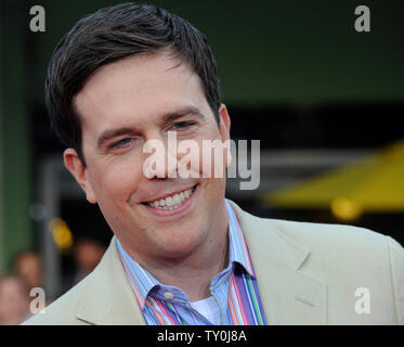 Ed Helms, der Mitglied in der motion picture sci-fi-Komödie "Meet Dave", sorgt sich die Premiere des Films in Los Angeles am 8. Juli 2008. (UPI Foto/Jim Ruymen) Stockfoto