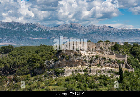 Festung oberhalb der kroatischen Stadt Novigrad in der Gespanschaft Istrien Stockfoto