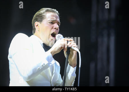 Zagreb, Kroatien - 24. Juni, 2019: Die schwedische Gruppe die Hives am 14. INmusic Festival am See Jarun in Zagreb, Kroatien führt. Stockfoto