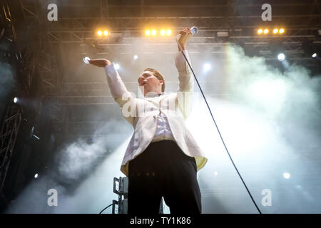 Zagreb, Kroatien - 24. Juni, 2019: Die schwedische Gruppe die Hives am 14. INmusic Festival am See Jarun in Zagreb, Kroatien führt. Stockfoto