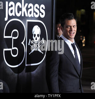 Warf Mitglied Johnny Knoxville besucht die Premiere des Motion picture Actionkomödie Dokumentarfilm "Jackass 3D" am Grauman's Chinese Theater in Hollywood" in Los Angeles am 13. Oktober 2010. UPI/Jim Ruymen Stockfoto