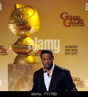 Schauspieler Blair Underwood verkündet die Nominierungen für die 68. jährlichen Golden Globe Awards in Beverly Hills, Kalifornien am 14. Dezember 2010. Die Golden Globe Awards wird am 31.01.16, 2011 in Beverly Hills. UPI/Jim Ruymen Stockfoto