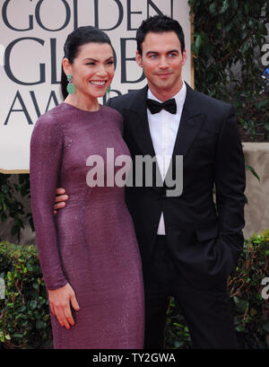 Schauspielerin Julianna Marguiles und ihr Ehemann Keith Lieberthal kommen an die 69. jährlichen Golden Globe Awards in Beverly Hills, Kalifornien am 15. Januar 2012. UPI/Jim Ruymen Stockfoto