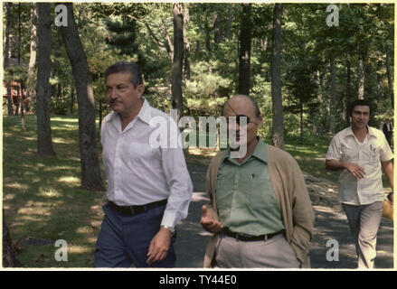 Ezer Weizman und Moshe Dayan in Camp David Stockfoto