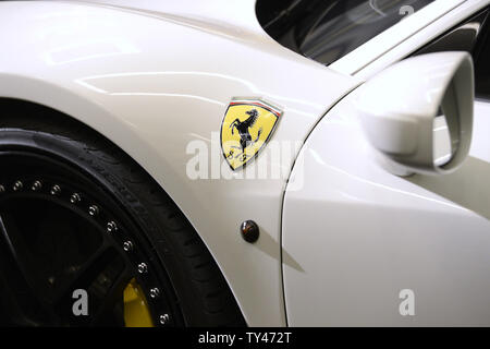 Der Ferrari 458 Italia ist auf der Los Angeles Auto Show 2013 im Convention Center in Los Angeles, Kalifornien am 20. November 2013 statt. UPI/Phil McCarten Stockfoto