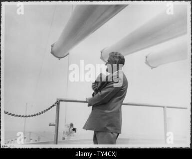 Franklin D. Roosevelt an Bord der USS Indianapolis; Kreuzfahrt in Südamerika Stockfoto