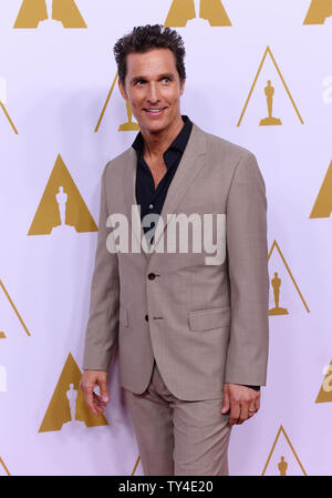 Schauspieler Matthew McConaughey besucht die 86. jährlichen Academy Awards nominierten Mittagessen in Beverly Hills, Kalifornien am 10. Februar 2014. UPI/Jim Ruymen Stockfoto