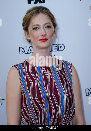 Warf Mitglied Judy Greer besucht die Premiere des FX neue TV-Serie "verheiratet" bei Paramount Studios in Los Angeles am 14. Juli 2014. Die Komödie dreht sich um die Längen der beiden besten Freunde bereit sind zu gehen, um ihre Ehe zu retten. UPI/Jim Ruymen Stockfoto