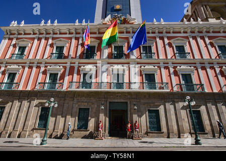 Der Palacio Quemado offizielle Residenz, La Paz, Bolivien Stockfoto