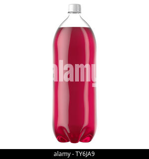 Ein Kunststoff zwei Liter pink Soda Flasche auf einem isolierten weißen studio Hintergrund - 3D-Rendering Stockfoto