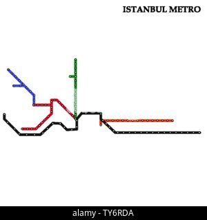 Karte von Istanbul die U-Bahn, U-Bahn, Vorlage der City Transport System für U-Straße. Stock Vektor