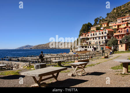 Yumani Hafen im Titicacasee von Isla del Sol, Bolivien Stockfoto