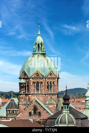 Lukaskirche (Lukas Kirche) - Die St. Lukas Kirche, die größte protestantische Kirche in München, Süddeutschland, Bayern, Europa. Stockfoto