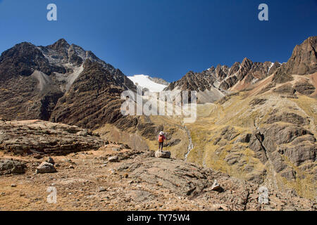 Fabelhafte Berglandschaft entlang der Cordillera Real Traverse, Bolivien Stockfoto