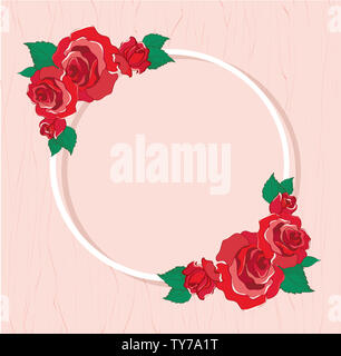 Schönen Valentinstag Grußkarten mit roten Rosen Hintergrundbild Stockfoto