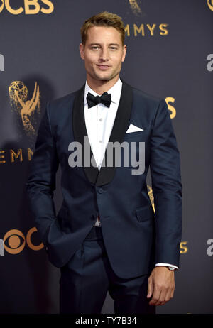 Schauspieler Justin Hartley kommt für die 69. jährlichen Primetime Emmy Awards bei Microsoft Theater in Los Angeles am 17. September 2017. Foto von Christine Kauen/UPI Stockfoto