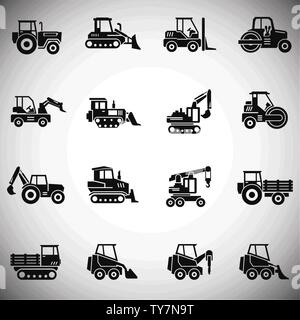 Schwere Fahrzeug ähnliche Symbole auf dem Hintergrund für Grafik- und Webdesign. Einfache Abbildung. Internet Konzept Symbol für Website Taste oder Mobile Stock Vektor