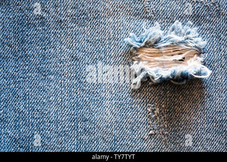 Denim Jeans zerrissen zerrissen Textur Stockfoto