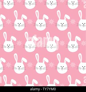 Nahtlose Muster mit Kaninchen und Blume. Ostern Hintergrund. Stock Vektor