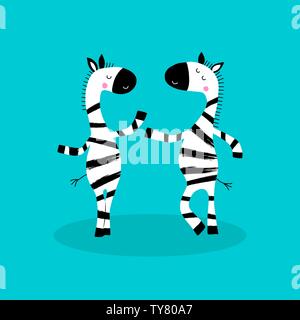 Cartoon zebras Charakter. Afrikanische Hand gezeichneten Tiere. Stock Vektor