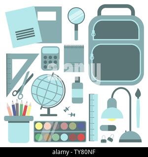 Zurück zu Hintergrund Schule mit Schulmaterial. Vector Illustration. Stock Vektor
