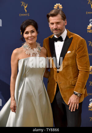 Sänger Nukaaka Coster-Waldau (L) und Schauspieler Nikolaj Coster-Waldau nehmen an der 70. jährlichen Primetime Emmy Award auf der Microsoft Theater in der Innenstadt von Los Angeles am 17. September 2018. Foto von Christine Kauen/UPI Stockfoto