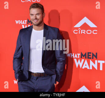 Warf Mitglied Kellan Lutz besucht die Premiere des Motion Picture romantische Komödie "was Männer wollen" im Regency Dorf Theater im Westwood Abschnitt von Los Angeles am 28. Januar 2019. Die Spin-off erzählt die Geschichte einer Frau, die Sho wird von den männlichen Sport Agenten in Ihrem Beruf boxed, aber Gewinne einen unerwarteten Kante über Ihnen, wenn Sie die Fähigkeit, die Männer Gedanken hören entwickelt. Foto von Jim Ruymen/UPI Stockfoto