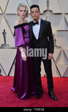 Lucy Boynton und Rami Malek ankommen auf dem roten Teppich für die 91. jährlichen Academy Awards im Dolby Theatre in Hollywood" in Los Angeles am 24. Februar 2019. Foto von Jim Ruymen/UPI Stockfoto