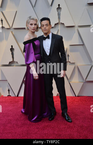 Lucy Boynton und Rami Malek ankommen auf dem roten Teppich für die 91. jährlichen Academy Awards im Dolby Theatre in Hollywood" in Los Angeles am 24. Februar 2019. Foto von Jim Ruymen/UPI Stockfoto