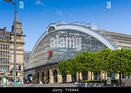 Bahnhof Lime Street Station. Der ursprüngliche Bahnhof auf dieser Website, die Endstation der Liverpool nach Manchester Railway, im Jahre 1836 eröffnet. Stockfoto