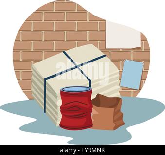 Zerknittert und Symbol Papier Cartoon Stock Vektor