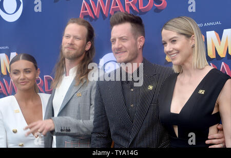 (L - R) Brittney Marie Cole, Brian Kelley, Tyler Hubbard und Hayley Stommel nehmen an der 53. jährlichen Academy der Country Music Awards im MGM Grand Garden Arena in Las Vegas, Nevada am 15. April 2018 statt. Die Show wird Telecast live auf CBS. Foto von Jim Ruymen/UPI Stockfoto