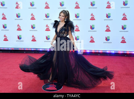 Thalia kommt auf dem roten Teppich für die 19 Latin Grammy Awards in der MGM Garden Arena in Las Vegas, Nevada am 15. November 2018. Foto von Jim Ruymen/UPI Stockfoto