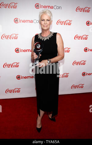 "Vanguard Award 'Empfänger Jamie Lee Curtis kommt für die CinemaCon" großen Bildschirm Achievement Awards 2019' im Caesars Palace, Las Vegas, Nevada am 4. April 2019. Foto von James Atoa/UPI Stockfoto