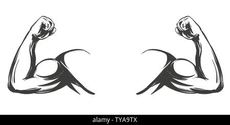 Arm, Bizeps, starke Hand Symbol cartoon Symbol hand Vektor-illustration Skizze gezeichnet Stock Vektor