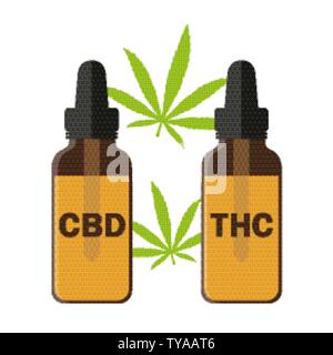 Cbd und thc Cannabis öl Fläschchen Vektor-illustration EPS 10. Stock Vektor