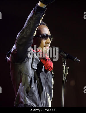 John Legend wird in Konzert in der RIMAC Arena auf dem Campus der Universität von Kalifornien, San Diego, in La Jolla, Kalifornien am 16. Januar 2009. Die Leistung des Legende an der UCSD ist Teil seiner 'Evolver' World Tour. (UPI Foto/Roger Williams). Stockfoto