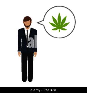 Business mann Charakter spricht über Cannabis Vektor-illustration EPS 10. Stock Vektor