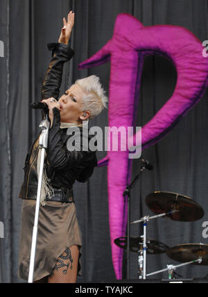 Rosa führt in der 'V Festival" in Hylands Park, Chelmsford in London am 18. August 2007. (UPI Foto/Rune Hellestad) Stockfoto