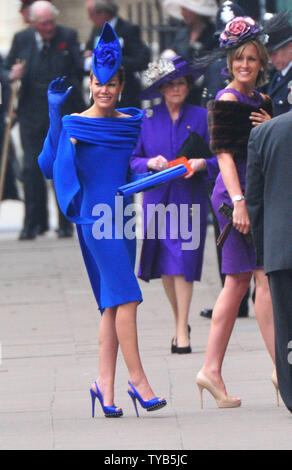 Die britische Socialite Tara Palmer Tomkinson kommt für die königliche Hochzeit von Prinz William und Prinzessin Katharina von Westminster Abbey in London am 29. April 2011. UPI/Kevin Dietsch Stockfoto