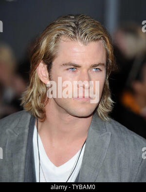 Australische Schauspieler Chris Hemsworth besucht die Europäische Premiere von "Der Hunger Games' bei der O2 Arena in London am 14. März 2012. UPI/Paul Treadway Stockfoto