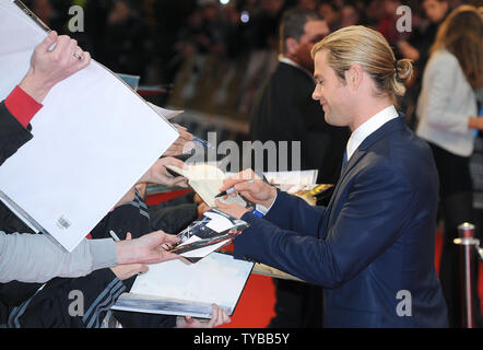 Australische Schauspieler Chris Hemsworth besucht die Europäische Premiere von 'Mpilgerzentren Avengers Zusammenbauen' bei Vue Westfield in London am 19. April 2012. UPI/Paul Treadway Stockfoto