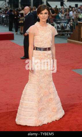 Englische Schauspielerin Keira Knightley besucht die Weltpremiere von "Anna Karenina" im Odeon Leicester Square in London am 4. September 2012. UPI/Paul Treadway.. Stockfoto
