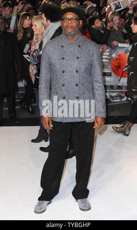 Amerikanischer Schauspieler Samuel L Jackson besucht die UK-Premiere von 'Django Unchained" im Empire Leicester Square in London am 10. Januar 2013. UPI/Paul Treadway Stockfoto