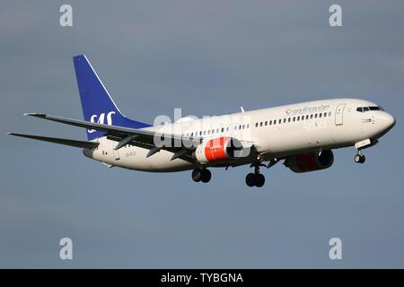 Stockholm, Schweden - 23. Juni 2013: SAS Scandinavian Airlines Boeing 737 am Flughafen Stockholm Arlanda (ARN) in Schweden. | Verwendung weltweit Stockfoto