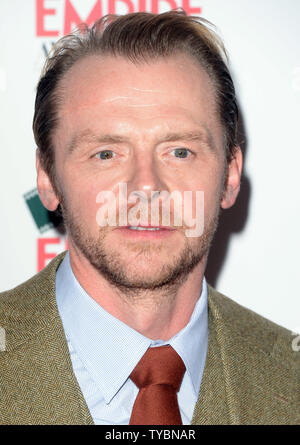 Der britische Schauspieler Simon Pegg besucht die "Empire Awards" am Grosvenor House in London am 30. März 2014. UPI/Rune Hellestad Stockfoto