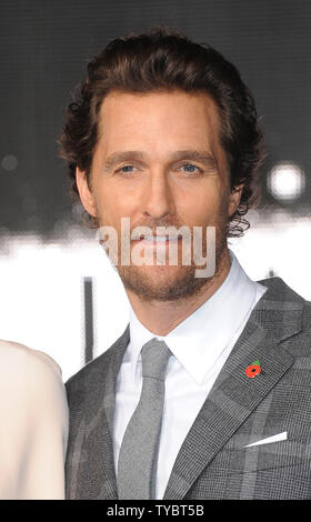 Amerikanische Schauspieler Matthew McConaughey besucht die Europäische Premiere von "INTERSTELLAR" im Odeon am Leicester Square in London am 29. Oktober 2014. UPI/Paul Treadway Stockfoto