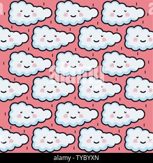 Wolken Himmel Wetter kawaii Zeichen Muster Vector Illustration Design Stock Vektor